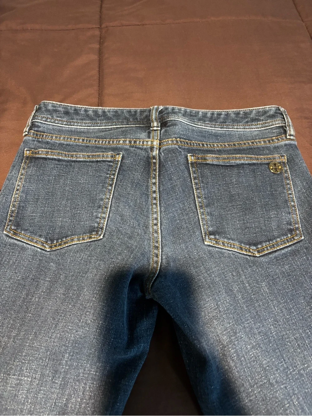 Tory Burch “Classic Tory” Bootcut Jeans with Gold Rivets